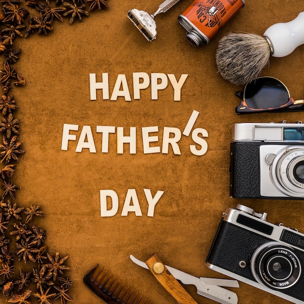 Free photo father's day composition with star anise and decorative elements