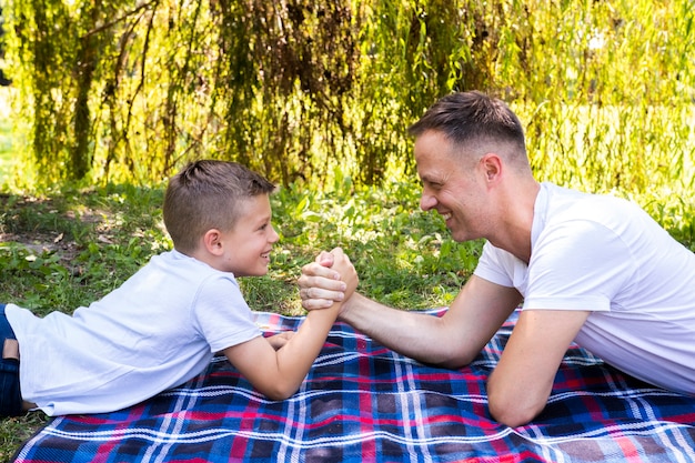 Father and son spending time together