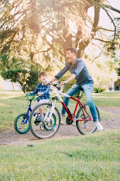 Father and son together outdoors