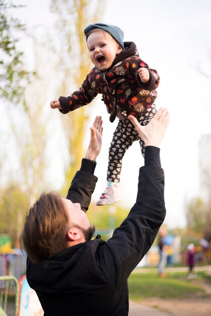 Father with child in nature