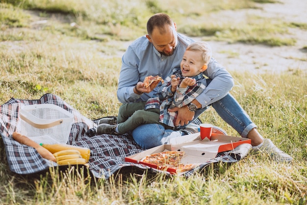 Free photo father with his son having picnic in the park