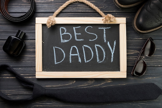 Free Photo fathers day composition with slate