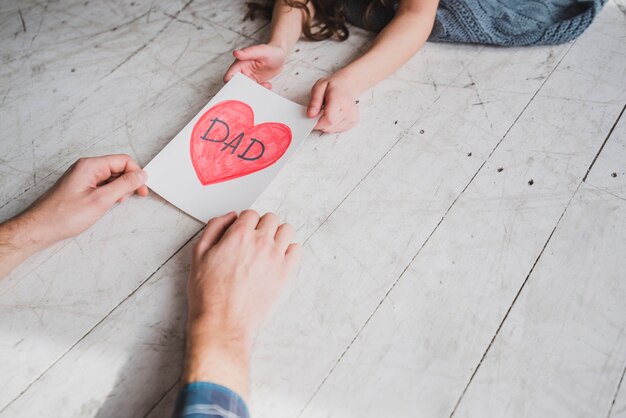 Fathers day concept with heart drawing