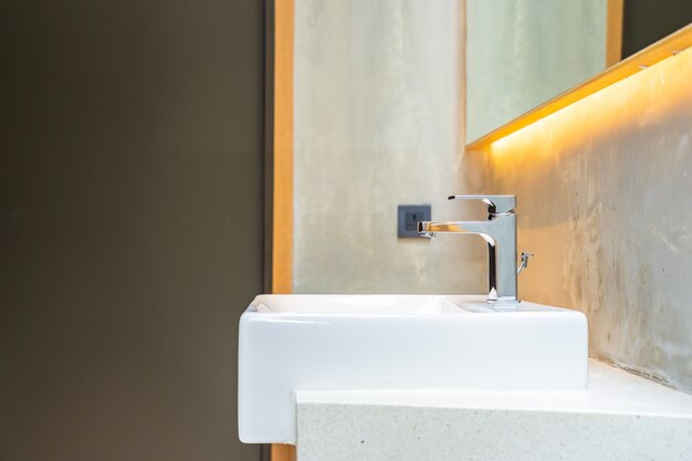 Faucet water and white sink decoration interior