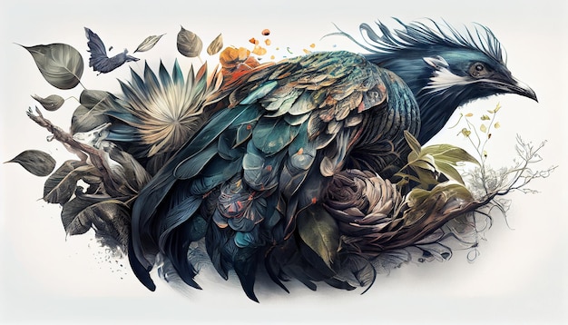 Feathered elegance in a colorful nature backdrop generative AI