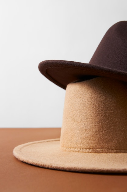 Fedora hats arrangement in studio