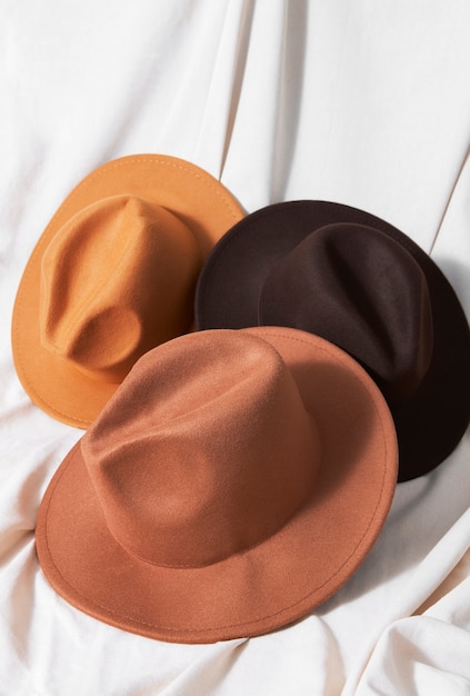 Free Photo fedora hats arrangement in studio