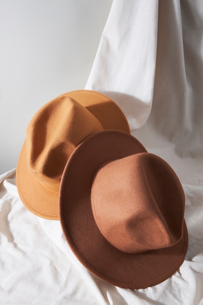 Free Photo fedora hats arrangement in studio