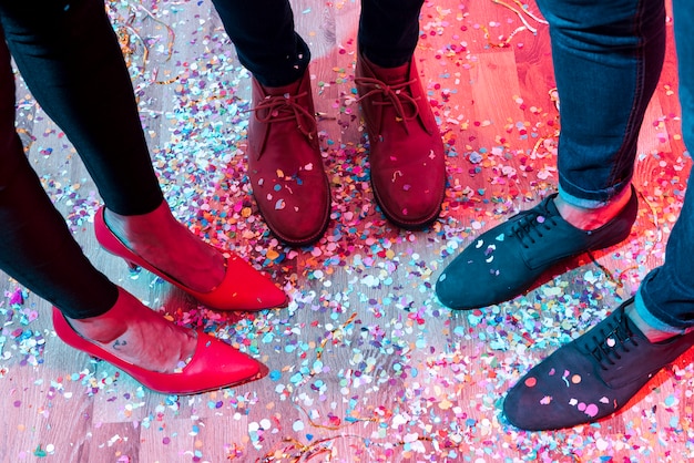 Free photo feet with confetti