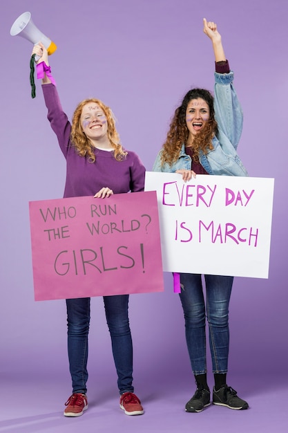 Free photo female activists demonstrating together