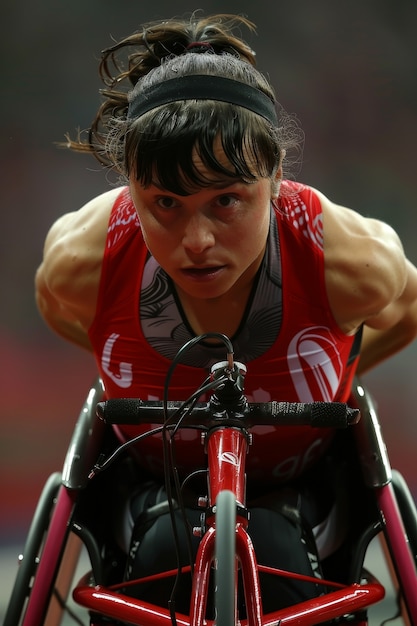 Free Photo female athlete competing the paralympic games