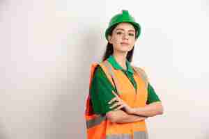 Free photo female construction site engineer with helmet . high quality photo