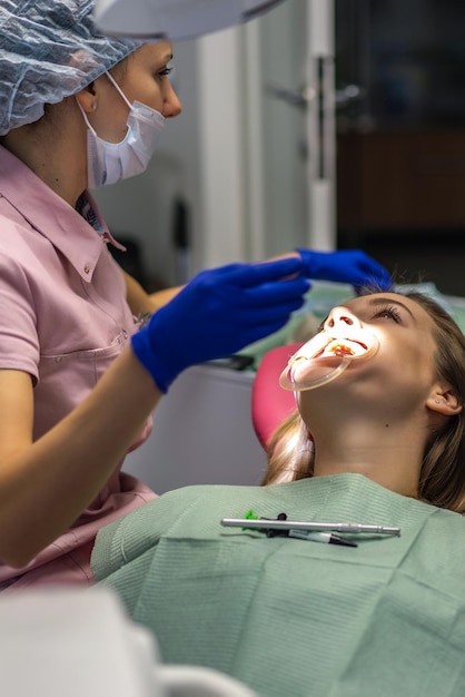 female at the dentist's reception