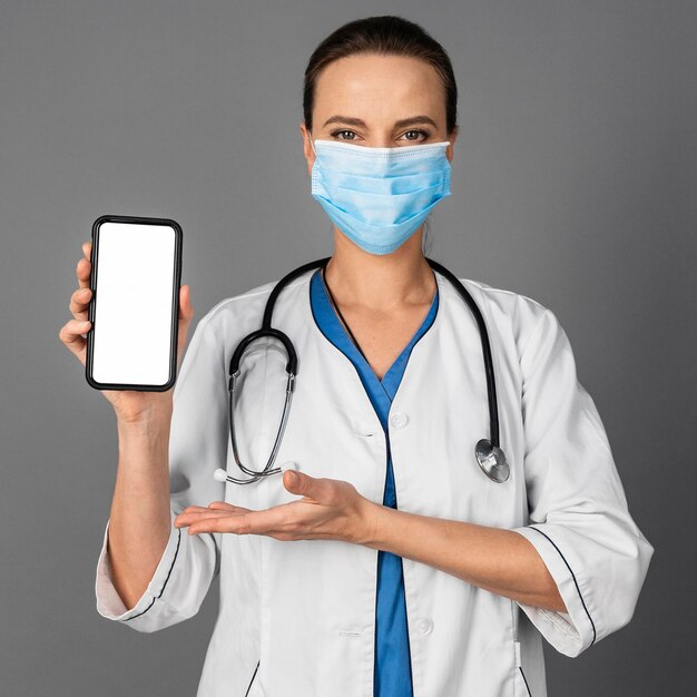 Female doctor at hospital wearing mask