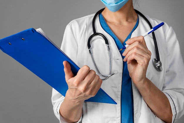 Female doctor at hospital wearing mask