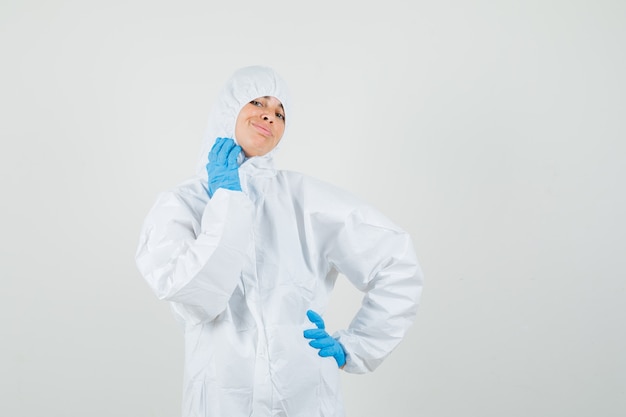 Female doctor in protective suit