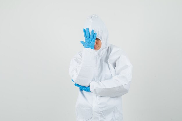 Female doctor in protective suit