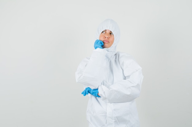 Female doctor in protective suit