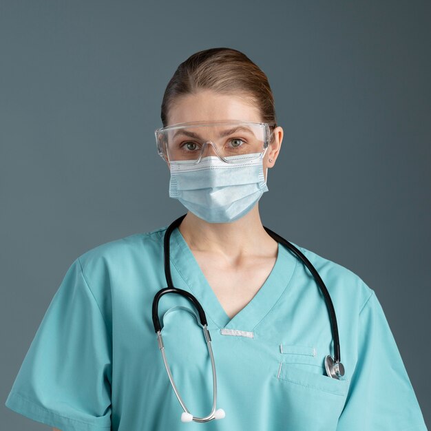 Female doctor in special equipment