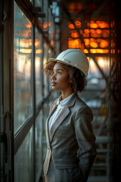 Female engineers  working