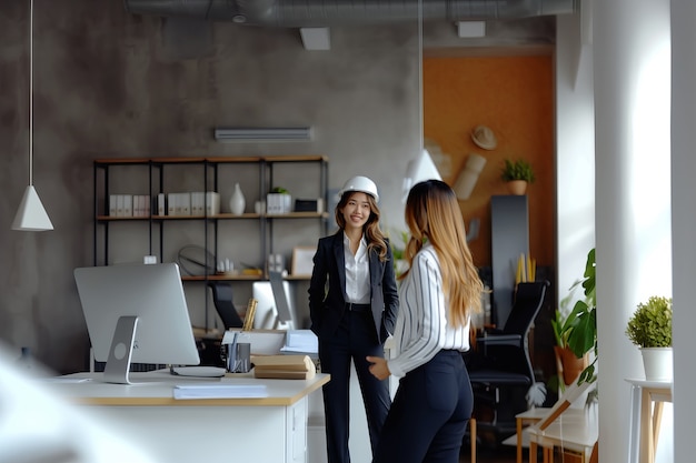 Female engineers  working