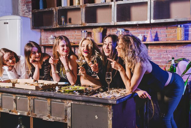 Female friends on kitchen