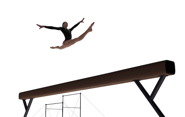 Female gymnast doing a complicated trick