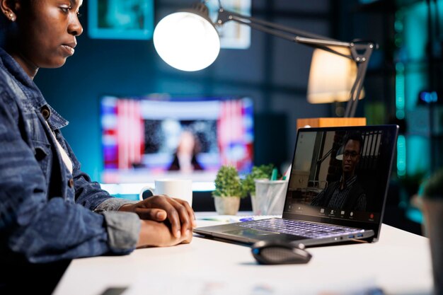 Female having virtual communication