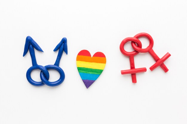 Female and male sexual orientation symbols top view