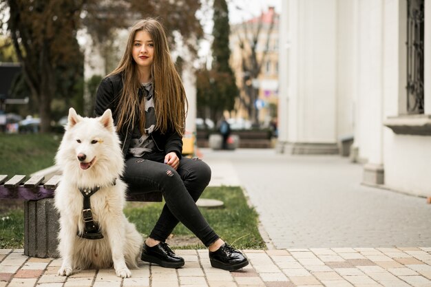 female people dog walking person