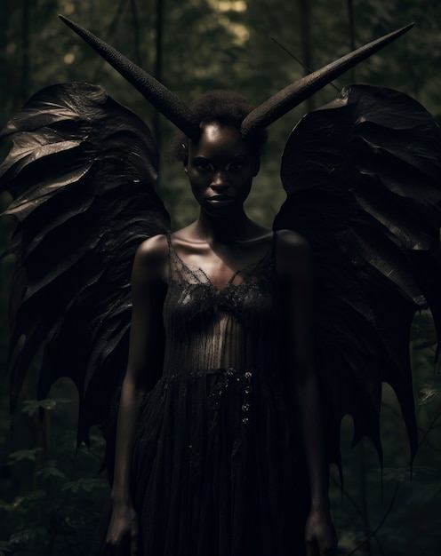 Female representation of demon entity with wings