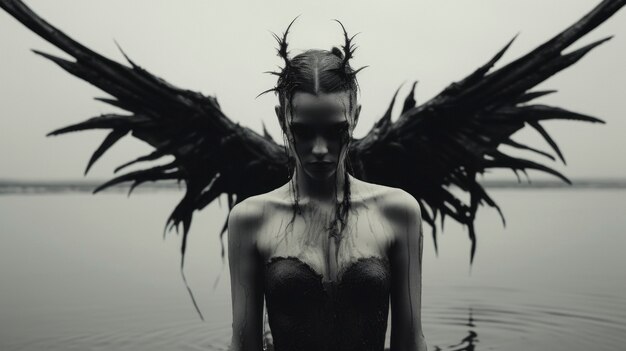 Female representation of demon entity with wings