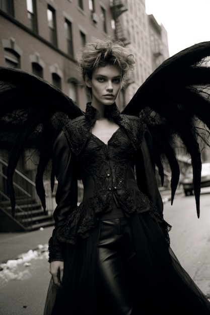 Free Photo female representation of demon entity with wings