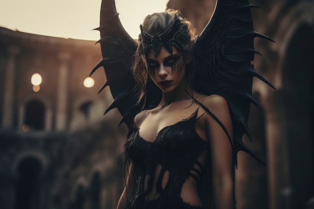 Free photo female representation of demon entity