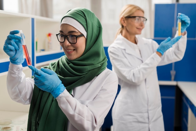 Female scientists working in the laboratory together