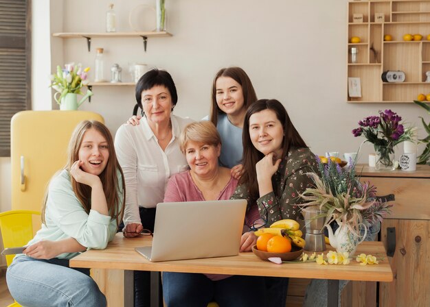 Female social club sitting at an office desk