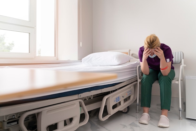 Female student at medicine wearing medical mask