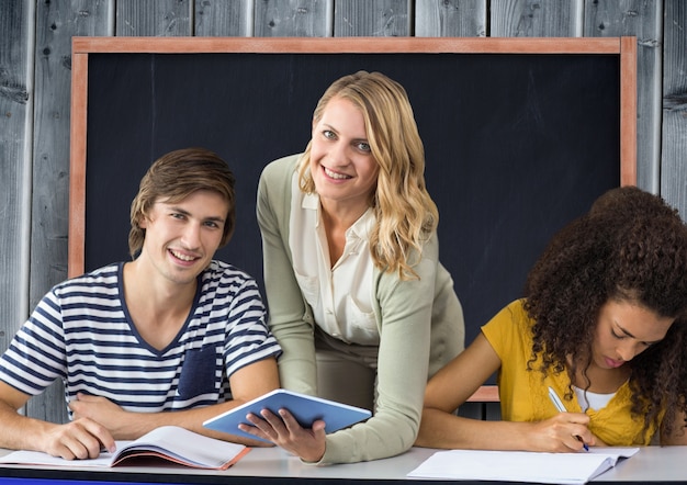 Free photo female study school computer graphic smiling