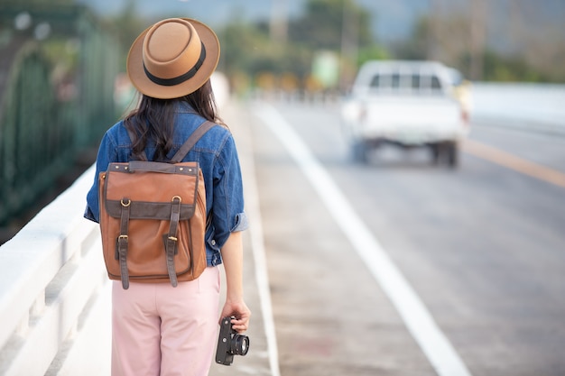 Female tourists who are taking photos of the atmosphere 