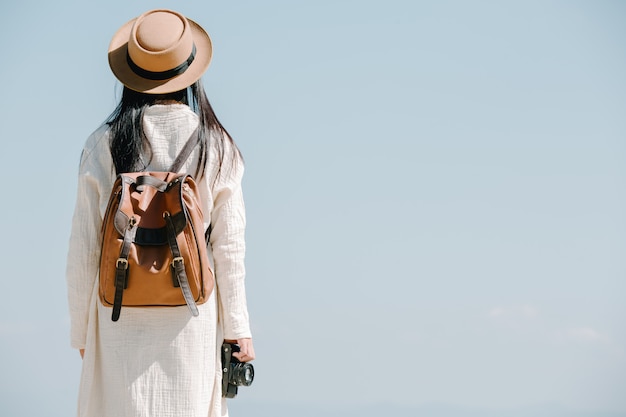 Female tourists who are taking photos of the atmosphere 