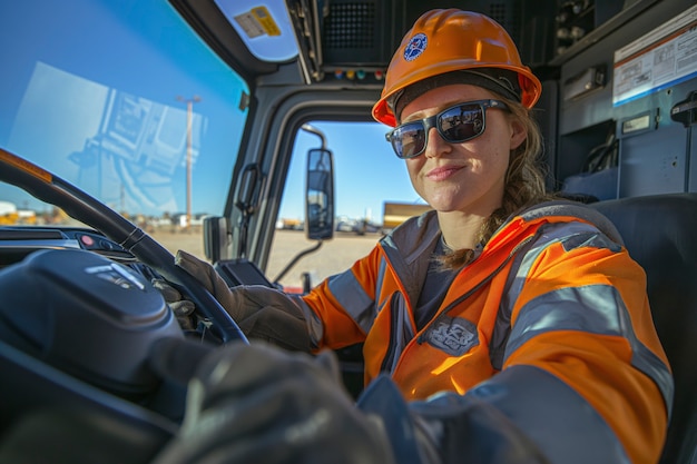 Free photo female truck driver working