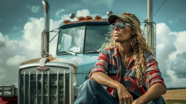 Free Photo female truck driver working