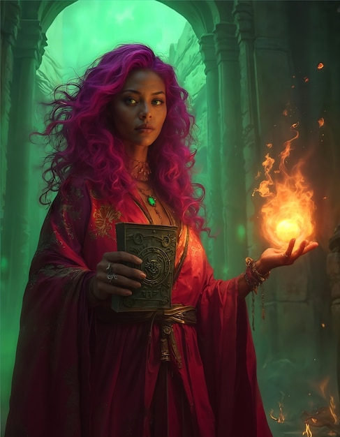 Female wizard with magic powers