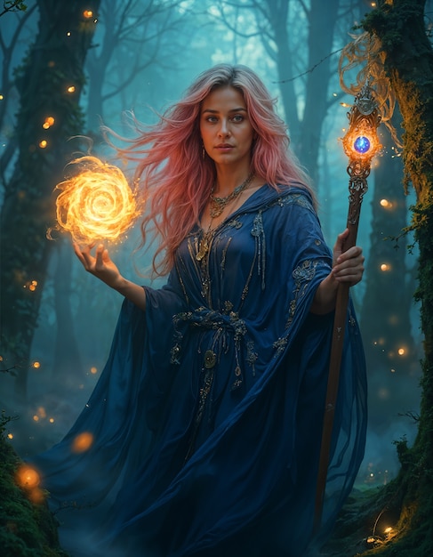 Female wizard with magic powers