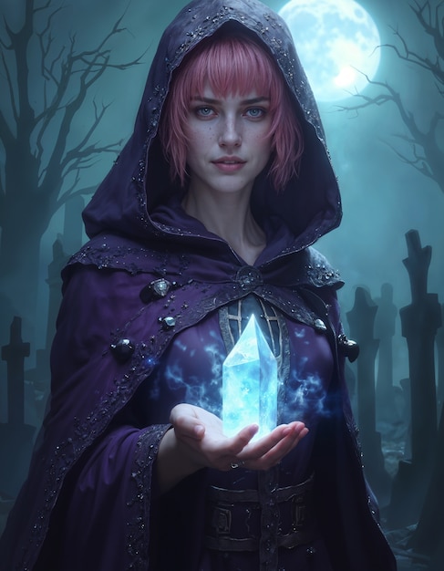 Free photo female wizard with magic powers