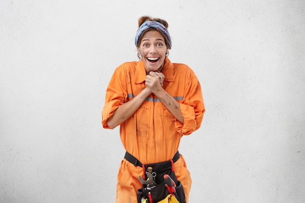 Female worker wearing work clothes