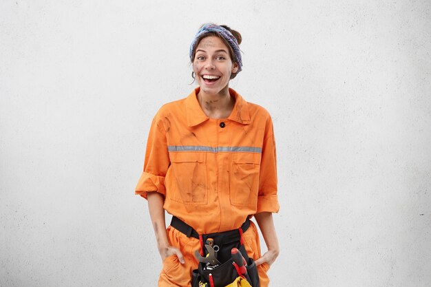 Female worker wearing work clothes