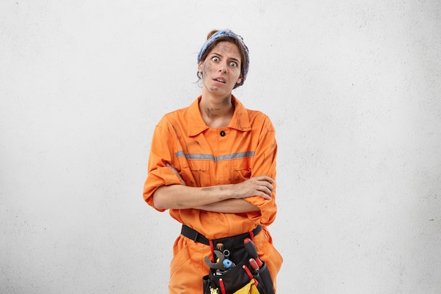 Female worker wearing work clothes