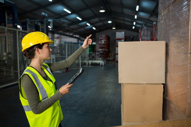 Female worker working in factory