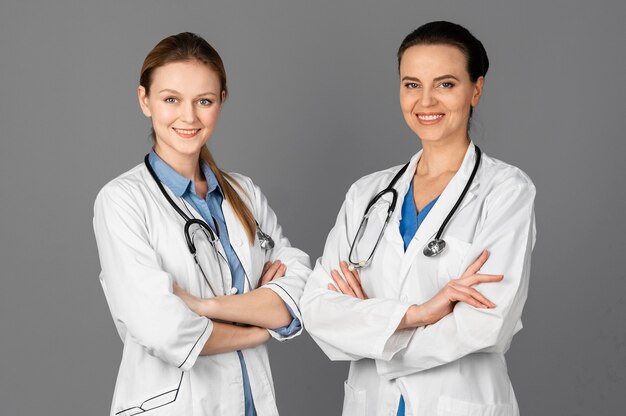 Females doctor at hospital with stethoscope